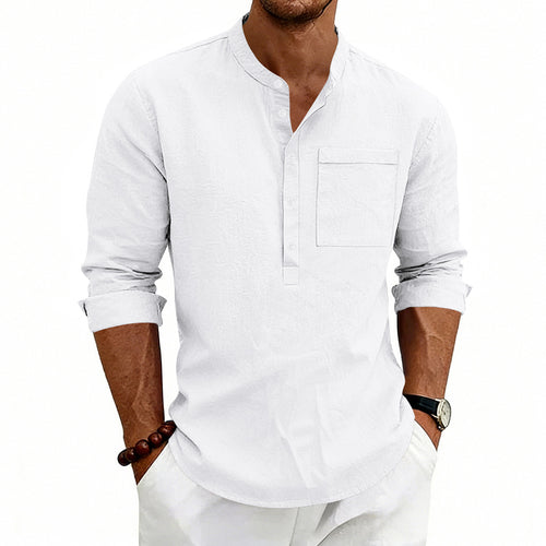 Men's Simple Casual Stand Collar Long Sleeve Shirt