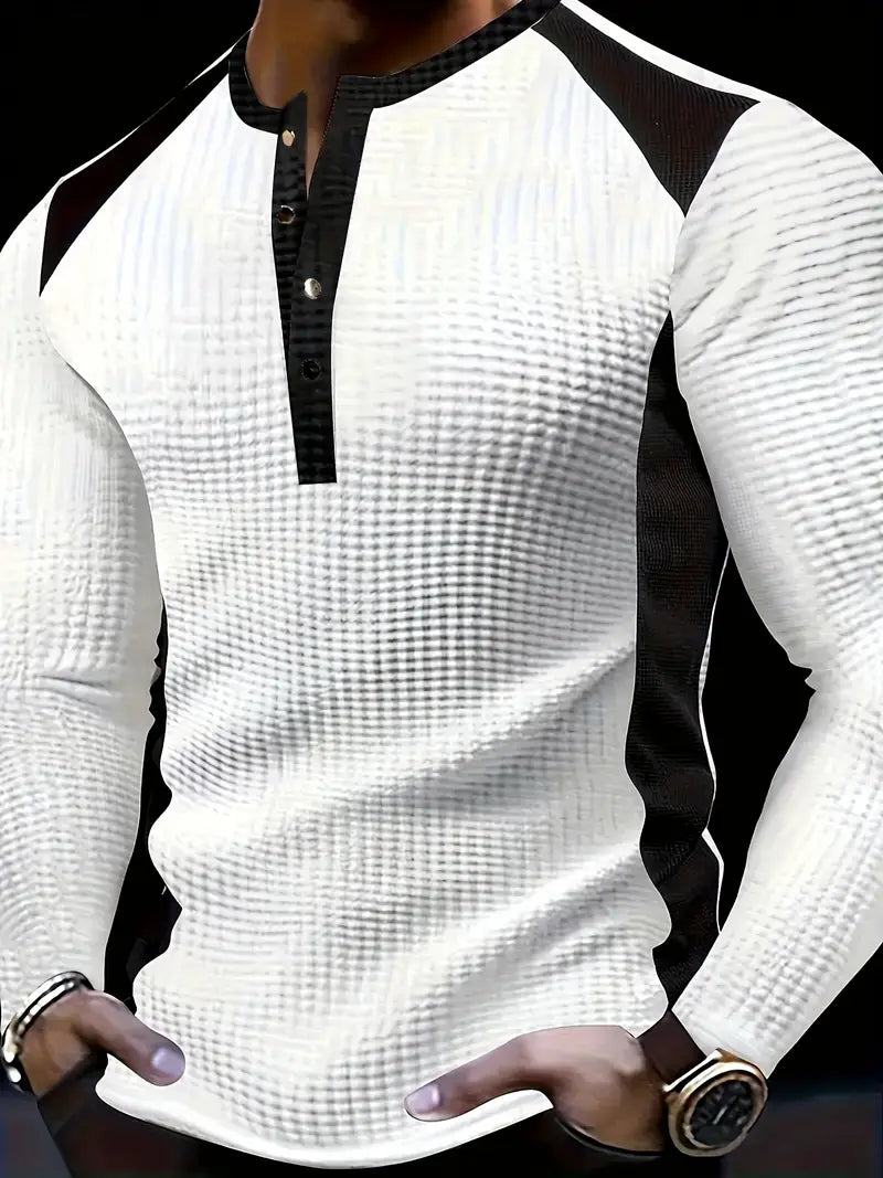 Kyran | Waffle Long Sleeve Henley Shirt